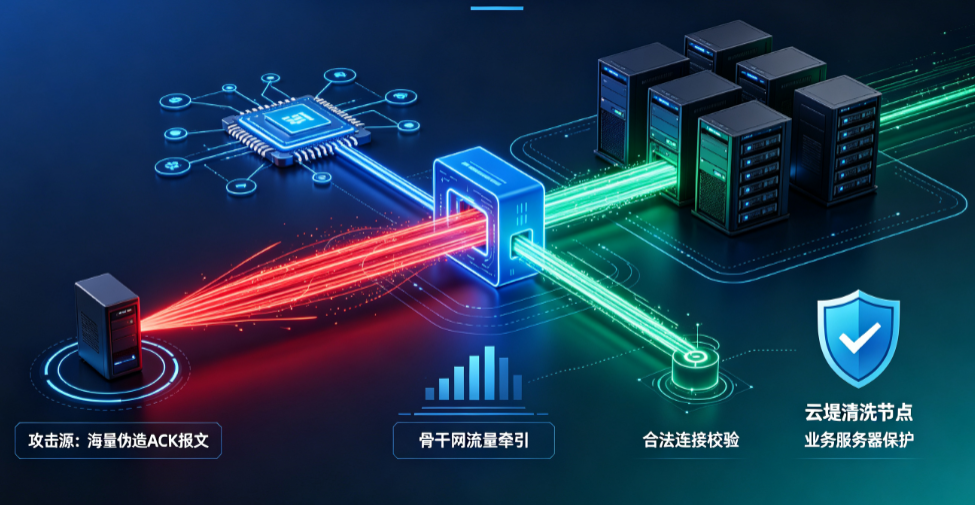 云堤省网清洗针对性防御tcp ack flood攻击原理介绍图