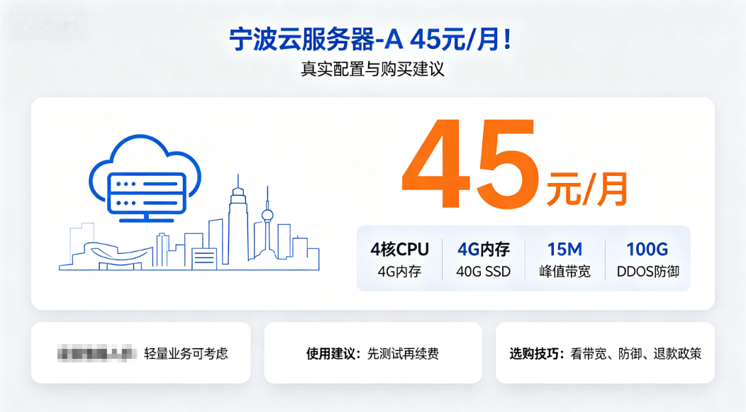 宁波云服务器4核4G月付仅45元?真实配置与价格全解析